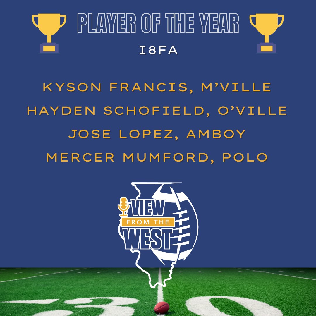ViewFromWestPod's tweet photo. The nominees are in... Who is our #I8FA Player of the Year? Find out Tuesday in our "Best in the West" Awards Episode
@NUICFootball @coachpowers6 @MarcoAthletics https://t.co/T0mmCLgUYO