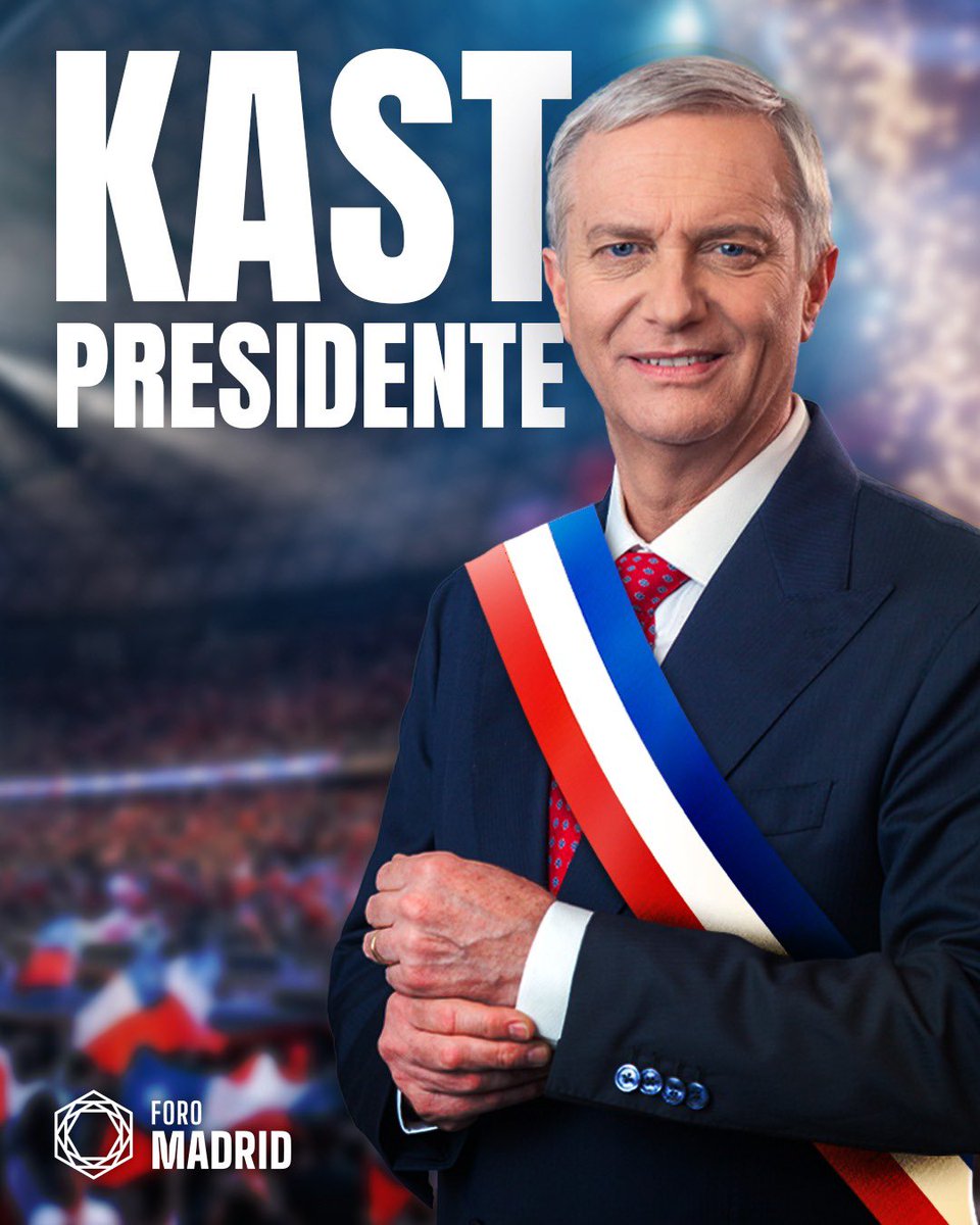 ✅ #Chile 🇨🇱 | Foro Madrid felicita al pueblo chileno por la elección de <a href="/joseantoniokast/">José Antonio Kast Rist 🖐️🇨🇱</a> como presidente de la República.

Kast, firmante de la Carta de Madrid, representa el liderazgo firme, la claridad moral y la defensa sin complejos de la libertad y la soberanía frente al