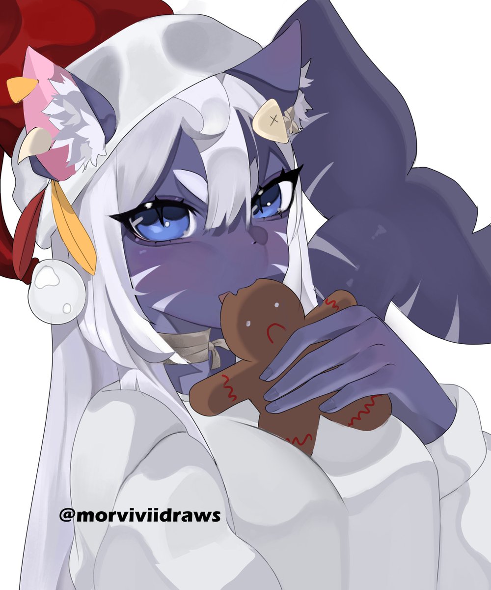 Norvi will spend christmas with you if you feed her 🎄#furryartwork #catgirl