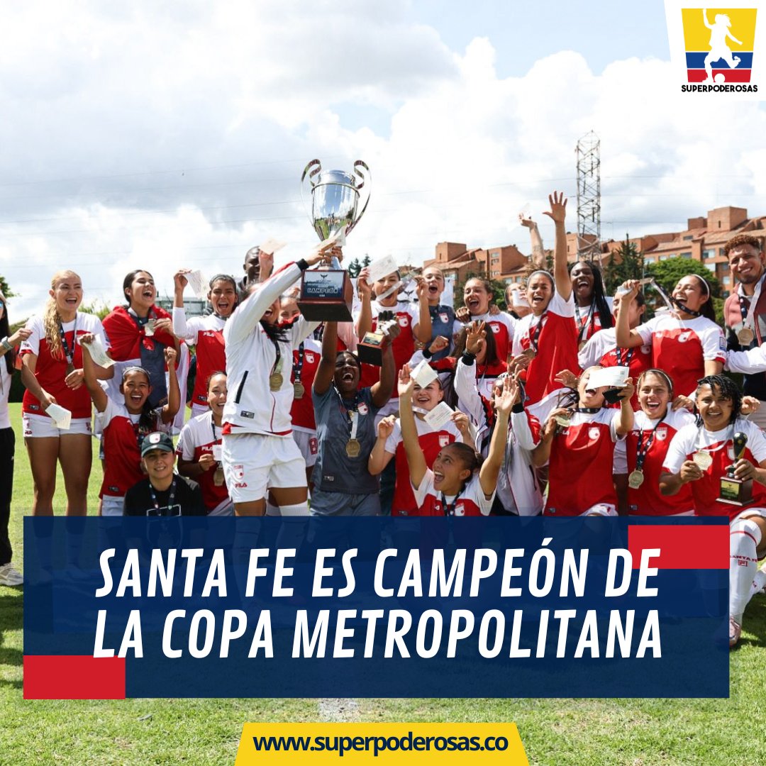 _superpoderosas's tweet image. 🦁 Tras igualar 2-2 en los 90', Santa Fe superó desde el punto penal 5-3 a Inter Bogotá y conquistó el pentagonal Copa Metropolitana 🇨🇴🏆.

⚽️ Ysaura Viso 🇻🇪 y Wendy Martínez del cuadro cardenal se llevaron la Bota de Oro (4 goles) y la Valla Menos Vencida.

📸 @LeonasSantaFe