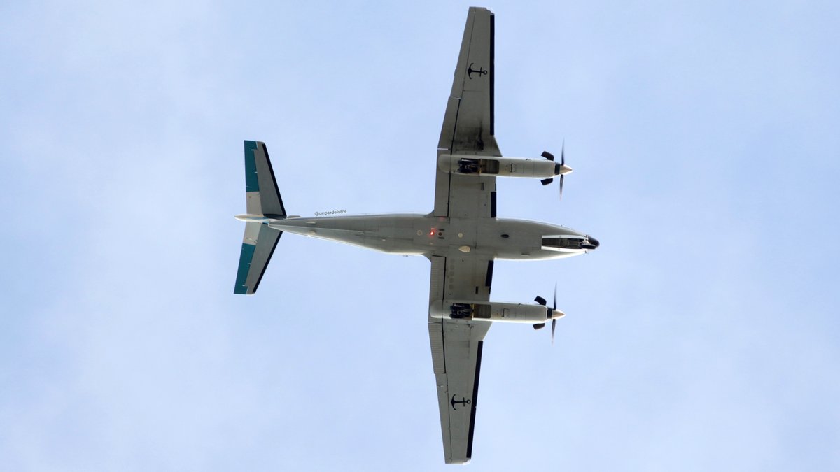 Armada Argentina Beechcraft B-200, Escuadrilla Aeronaval de Vigilancia Marítima (EA1V). Bahía Blanca, 14 de diciembre del 2025. Posiblemente sea el TC-12B Huron 1-G-49.