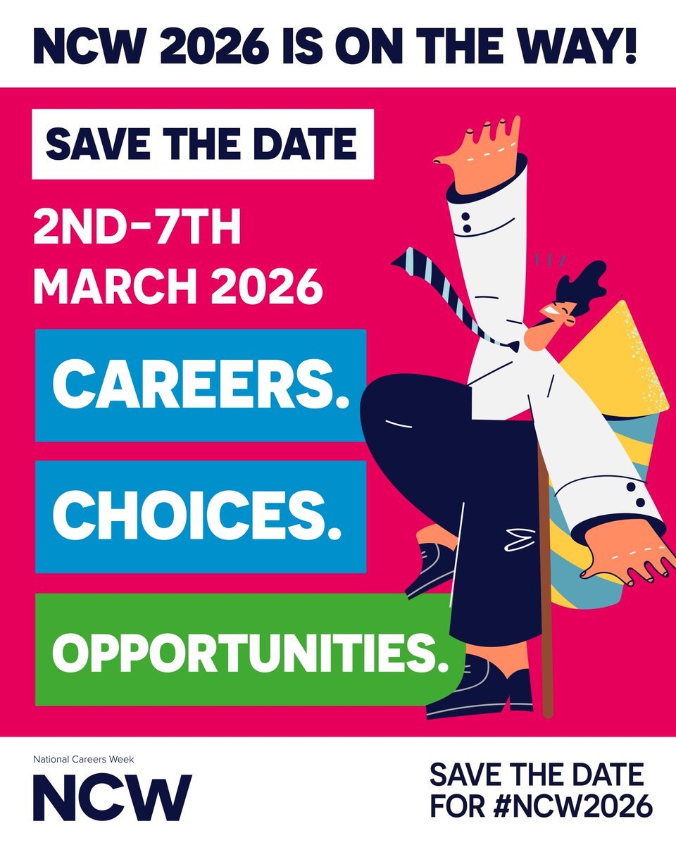 CareersWeek's tweet image. #NationalCareersWeek is the perfect opportunity to explore future pathways, challenge misconceptions, and support young people to make informed career choices.

A reminder #NCW2025 takes place from 2nd – 7th March, we’ll be sharing information, insights, and opportunities