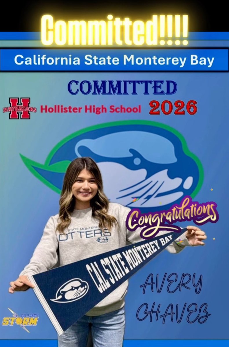Congratulations to California Storm 18u’s Avery Chavez for her commitment to California State University Monterey Bay to continue her education and softball career. CSUMB picked up one of the best athletes I have ever coached in the game. So proud of you Avery 🥎