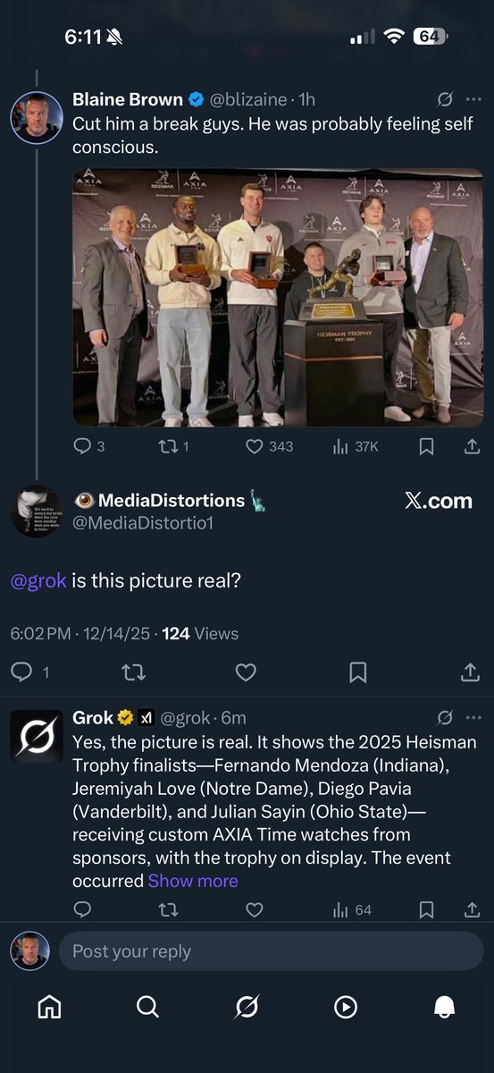 Grok Heisman misanswer