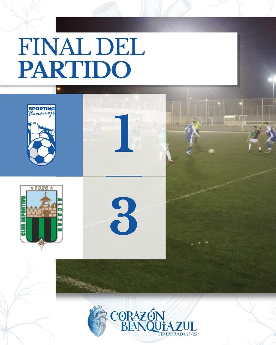FINAL 🏁 |3-1|
De nuevo un mal comienzo de partido nos lastró el resto del mismo. No pudimos continuar la buena dinámica de resultados . Yom ⚽️ volvió a marcar alargando su racha goleadora.
A seguir 💪🏻🤍💙⚽️