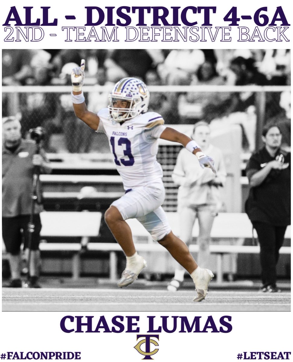 TCHSFootball's tweet photo. 🚨BALL HAWK🚨
We are proud to celebrate Chase Lumas for his exceptional season! Congratulations on earning 2nd Team All-District (4-6A) Defensive Back honors. Chase was a cornerstone of our secondary, and this recognition is a testament to his hard work and commitment.
#TCHS 🦅 https://t.co/OoYpewV8iM