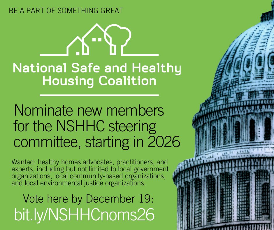 NSHHCoalition's tweet photo. Calling all healthy housing superstars (established or in the making)! Consider joining our steering committee for 2026! Nominate yourself or someone you know no later than Friday, December 19, here: https://t.co/ImpLlbhYqn

#NSHHC #PublicHealth #HealthyHomes #HealthPolicy https://t.co/Tf1VoBJrT2