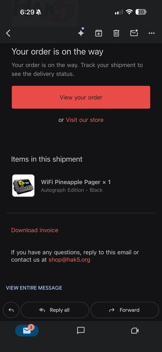 Christmas is coming early ! Thanks <a href="/hak5darren/">Darren Kitchen</a>. 

I still remember early days of Hak5, I got a personal note from Darren when I ordered some stuff and thanking me for the purchase… I have to dig that up, it’s still here at my house. 

Appreciate all you folks do at Hak5!