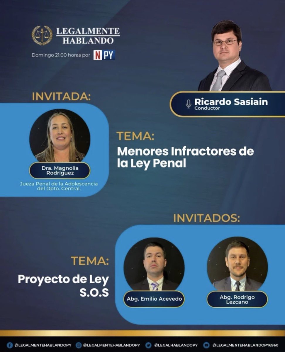Hoy, programa imperdible en #LegalmenteHablando por NPY 📺⚖️