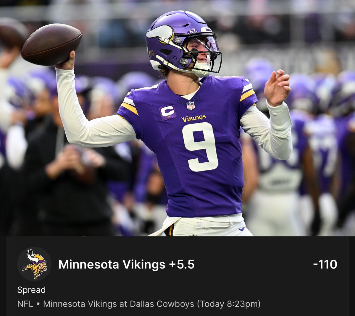 Bet_Labs's tweet image. SNF SYSTEM UNLOCKED 🔓

Vikings +5.5 

Send it 🚀 @Playbook
