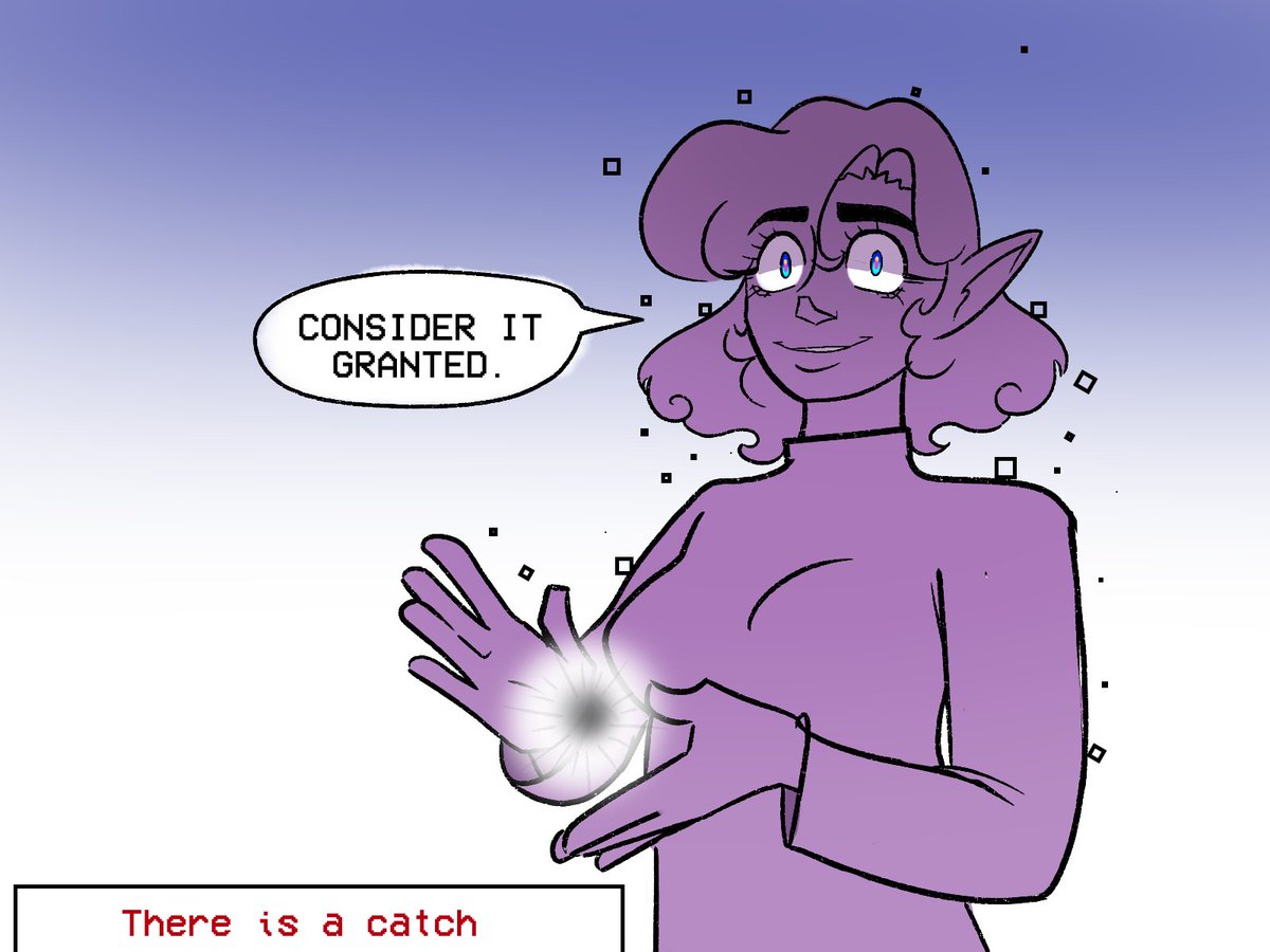 BADTIMESVIRUS's tweet photo. Q: Do you grant wishes for free, or is there a catch? https://t.co/VyvlGscWTH
