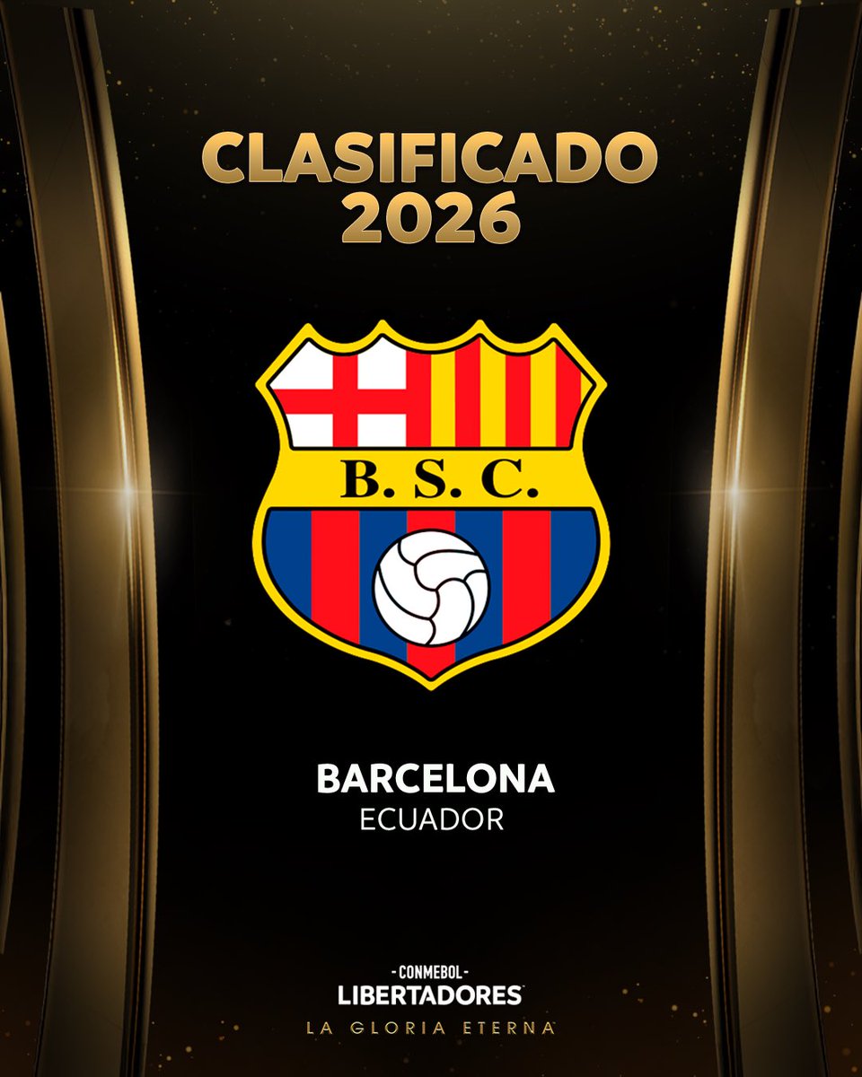 Libertadores's tweet image. 👋🟡 ¡Bienvenido! @BarcelonaSC jugará la CONMEBOL #Libertadores 2026.

#GloriaEterna