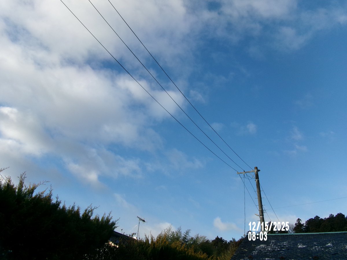 12/15日（月）。08時00分過ぎの空模様など・・・。