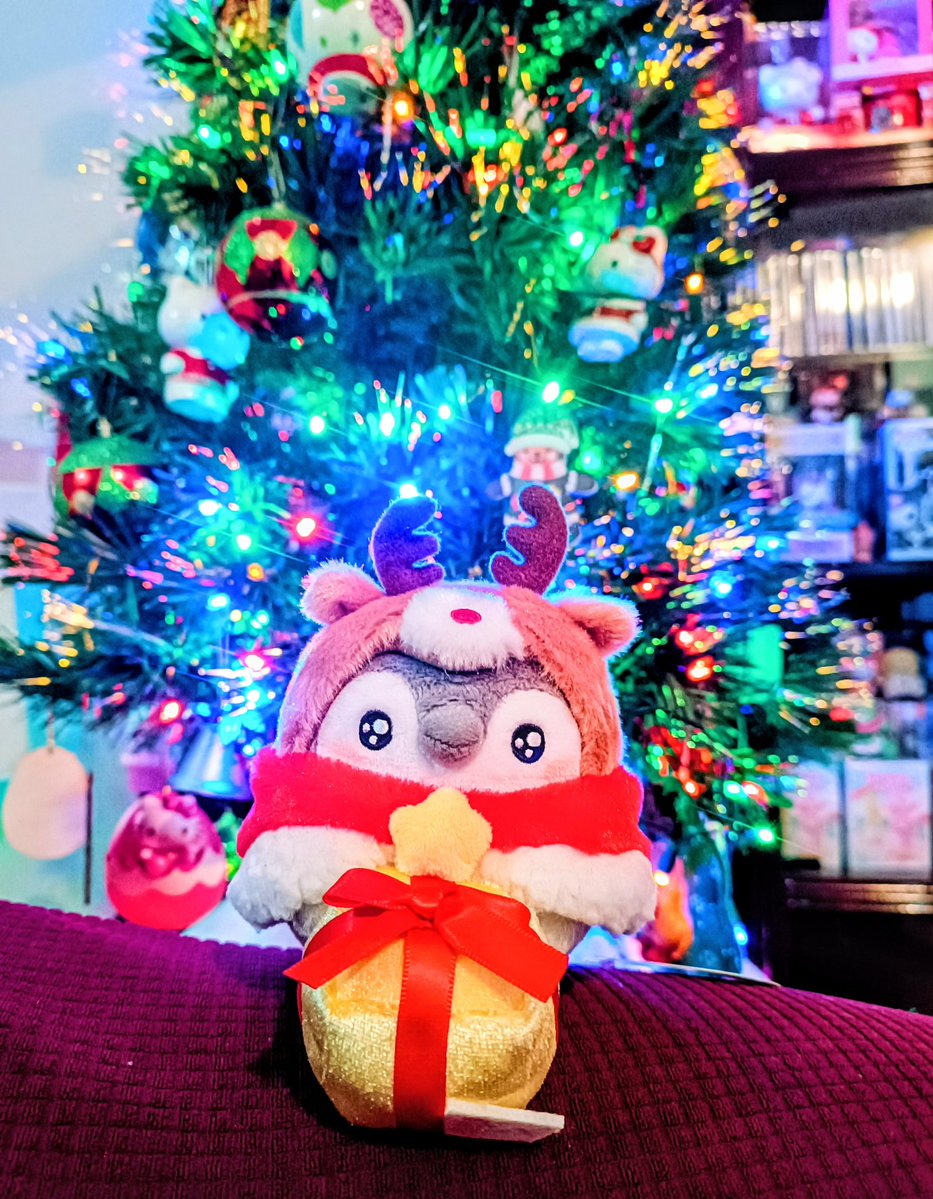 Koupen-chan with the Christmas tree at my mother's house. He's so