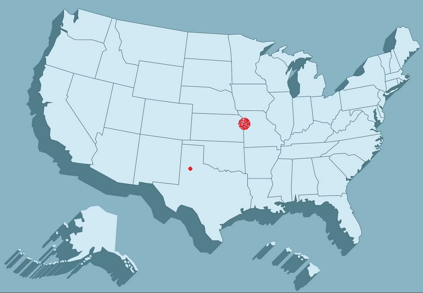 Heat map of people in the USA upset with the Kansas City Chiefs being eliminated from the NFL playoffs.