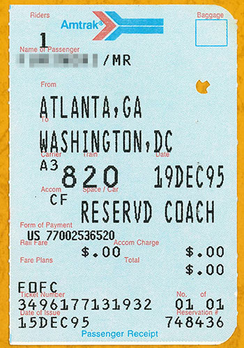 ビンテージAmtrak NYG ↔︎UCA往復切符1991.JAN.26 使用済み あれから30年 #Amtrak