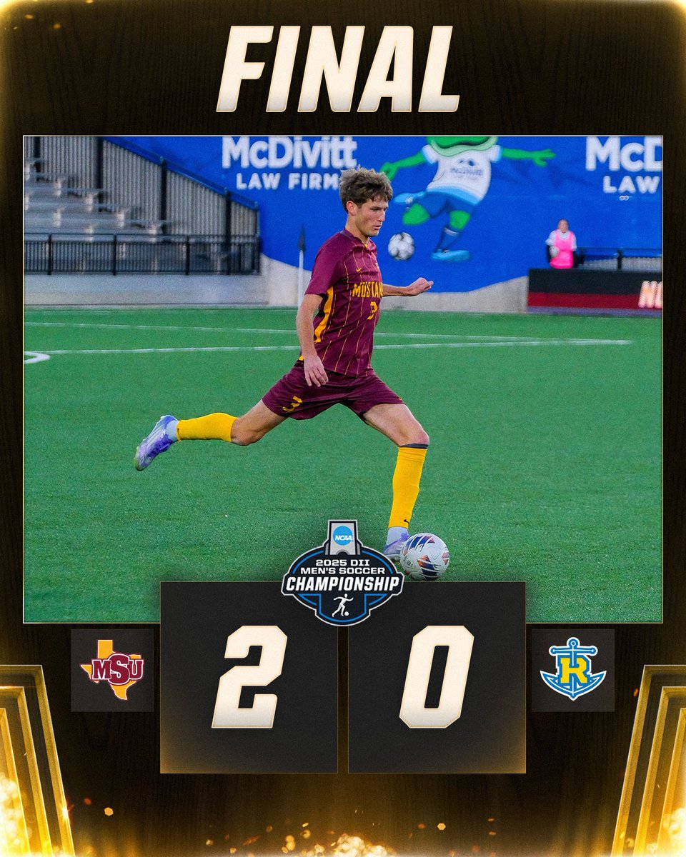 With the 2-0 win over Rollins, <a href="/MSUMustangs/">MSU Mustangs</a> Men's Soccer is the 2025 NCAA DII Men's Soccer National Champion

#MakeItYours | #D2MSOC