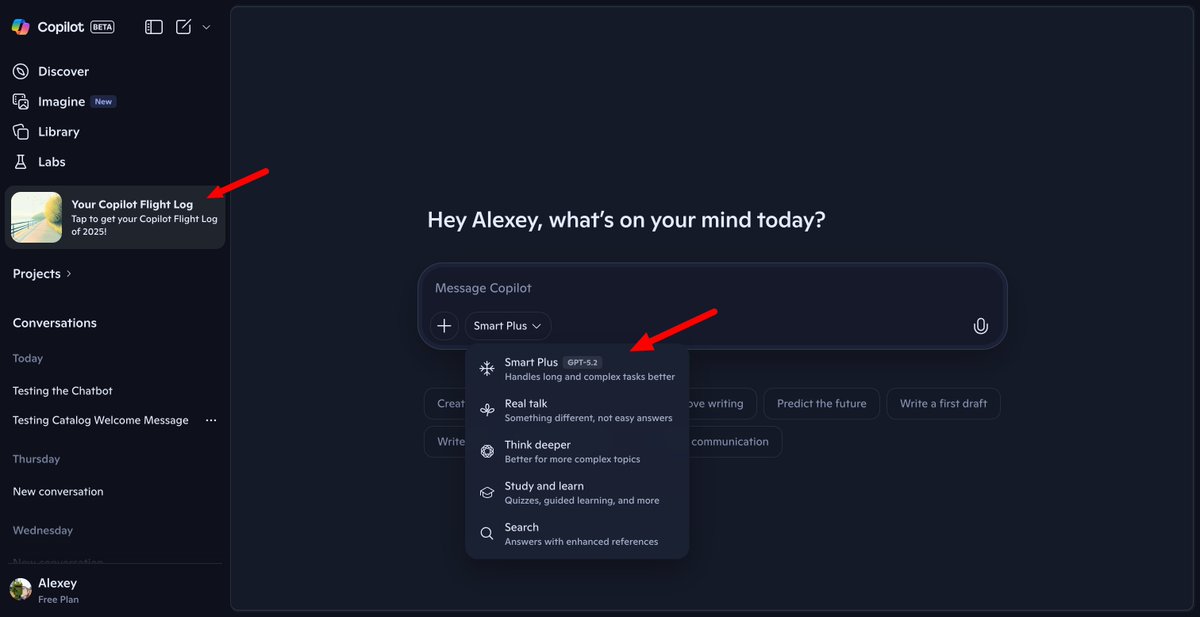 Copilot flight log UI