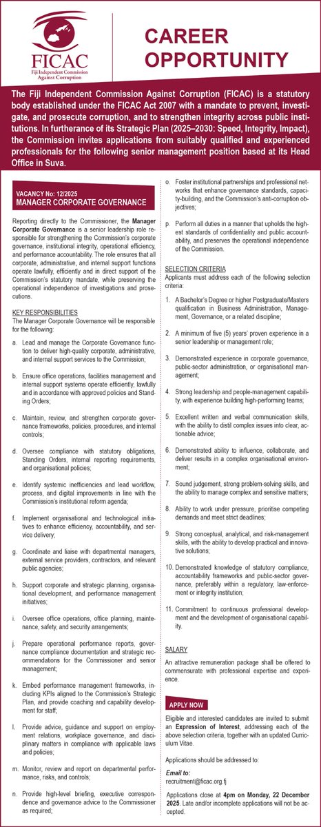 Fiji Independent Commission Against Corruption tweet media