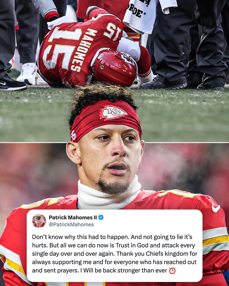 Patrick Mahomes sent a message on social media following his apparent knee injury.
