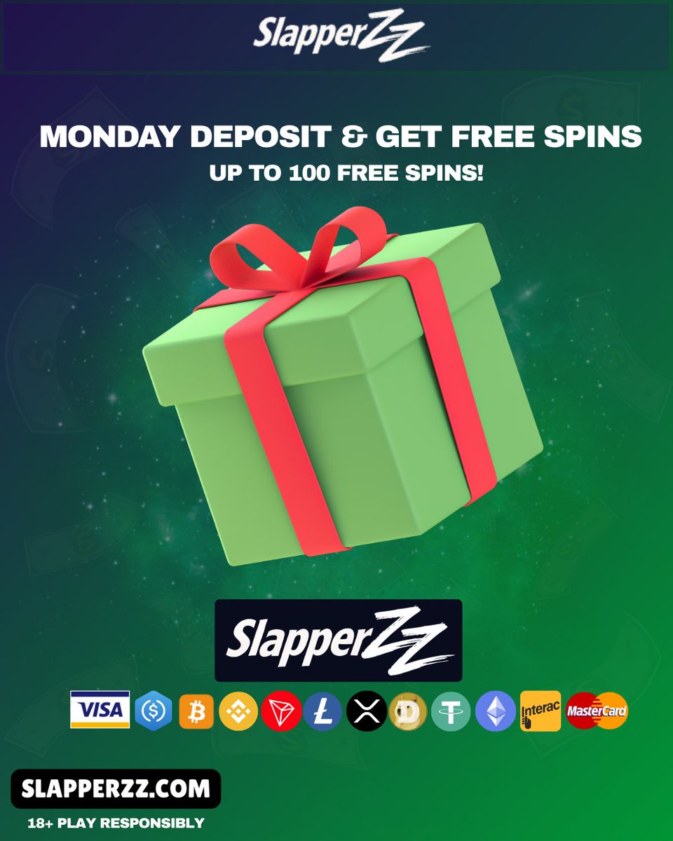 Slapperzzcom's tweet image. Monday deposit and get free spins are now live! 

#slapperzz #casino #slots #bonus