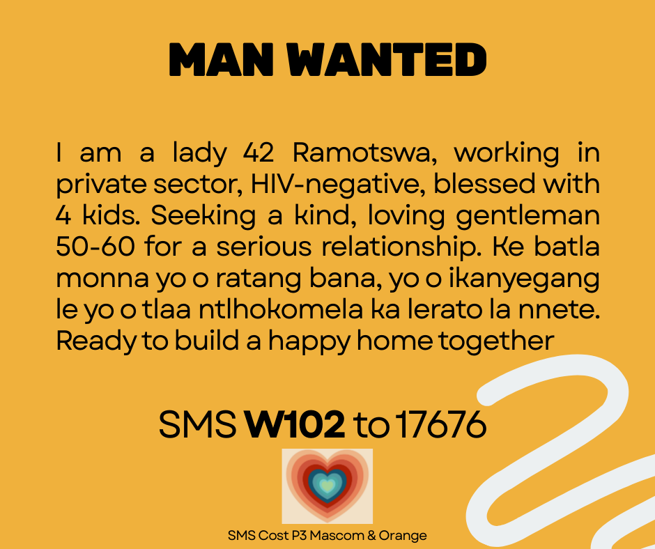 LGPFLIRT's tweet photo. O rata se o se bonang? Re tlaa go kopanya ka nosi!
Romela code fela (jaaka W105) go 17676 – o tlaa amogela nomoro ya gagwe hang-hang (P3 fela).
Ga re ise gope nomoro ya motho phatlalatsa. https://t.co/jDcYS2QgBP