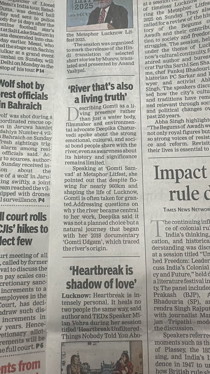 Thanku <a href="/timesofindia/">The Times Of India</a> #alongthebanksofrivergomti #deepikachaturvedi