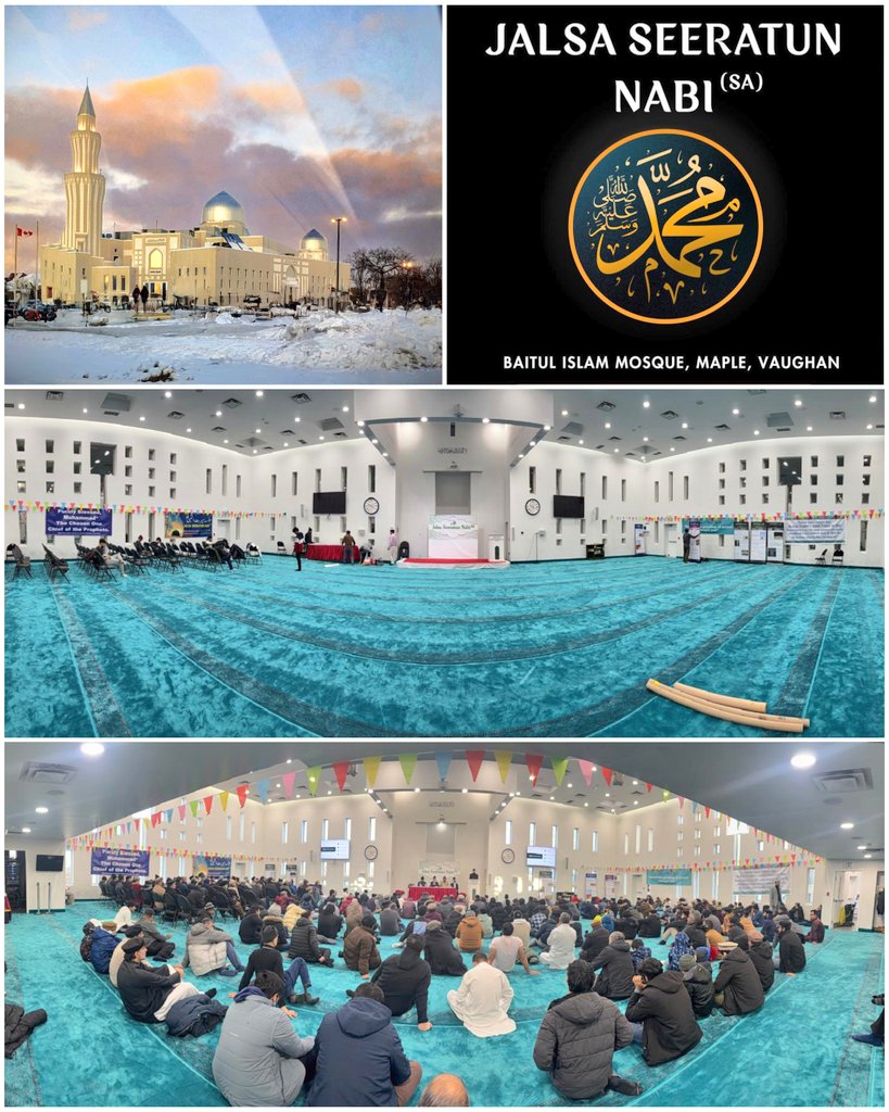 Toronto West Imarat celebrating Jalsa Seeratun Nabi SA at Baitul Islam Mosque 💯

"Allah and His angels send blessings on the Prophet. O ye who believe! you also should invoke blessings on him and salute him with the salutation of peace."

[Holy Qur'an, chapter 33 verse 57]