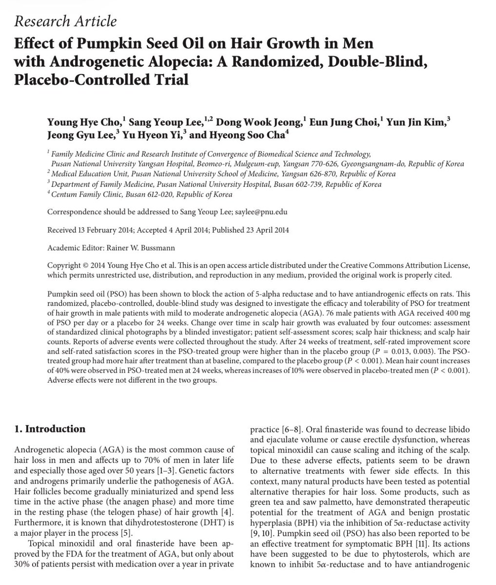 DrAlhajriDerma's tweet image. هل استخدام زيت بذور القرع pumpkin seed oil و البلميط المنشاري saw palmetto كمكملات بالفم او موضعيا كزيت او لوشن يحسن الصلع الوراثي؟

الدراسات مشجعة جدا وبالتاكيد ثابت لهما دور في الحد من تاثير الهرمونات الذكرية على الشعر وبالتالي تؤكد الدراسات انه ينبت شعر جديد ويقوي الشعرة لكن…