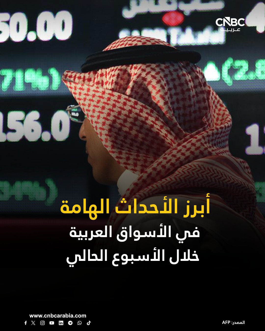 الإثنين 15 ديسمبر كانون الأول. السعودية: معدل التضخم لشهر نوفمبر تشرين الثاني. قطر: إدراج شركة مساندة في السوق الرئيسية. الثلاثاء 16 ديسمبر كانون الأول. البحرين: عطلة بمناسبة العيد الوطني. الأربعاء 17 ديسمبر كانون الأول. البحرين: عطلة بمناسبة العيد الوطني. قطر: تنفيذ المراجعة الربعية لمؤشرات FTSE. الخميس 18 ديسمبر كانون الأول. السعودية ومصر والكويت: تنفيذ المراجعة الربعية لمؤشرات FTSE. قطر: عطلة بمناسبة اليوم الوطني. الجمعة 19 ديسمبر كانون الأول. الإمارات: تنفيذ المراجعة الربعية لمؤشرات FTSE 