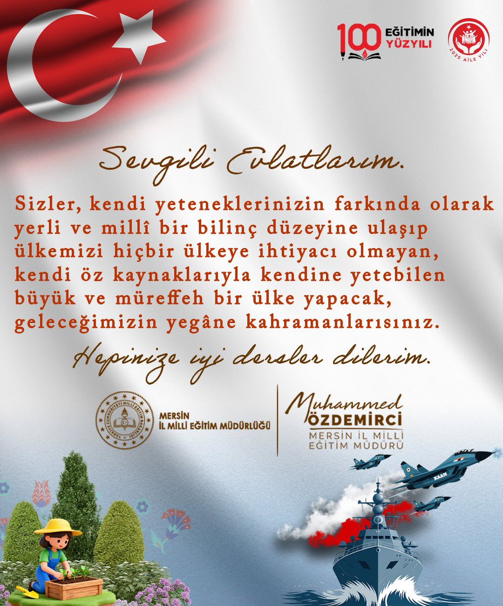 Muhammed0744's tweet photo. Sevgili Evlatlarım,
İstikbalde Güçlü Türkiye'nin kahramanları sizler olacaksınız. Yarınlarımızın yerli ve milli teknolojisi sizlerin omuzlarınızda yükselecek inşallah. Bu bilinç ve inançla çalışıp mücadele ettiğinizi biliyorum. 
Hepinize sağlıklı, başarılı ve mutlu bir hafta diliyorum.