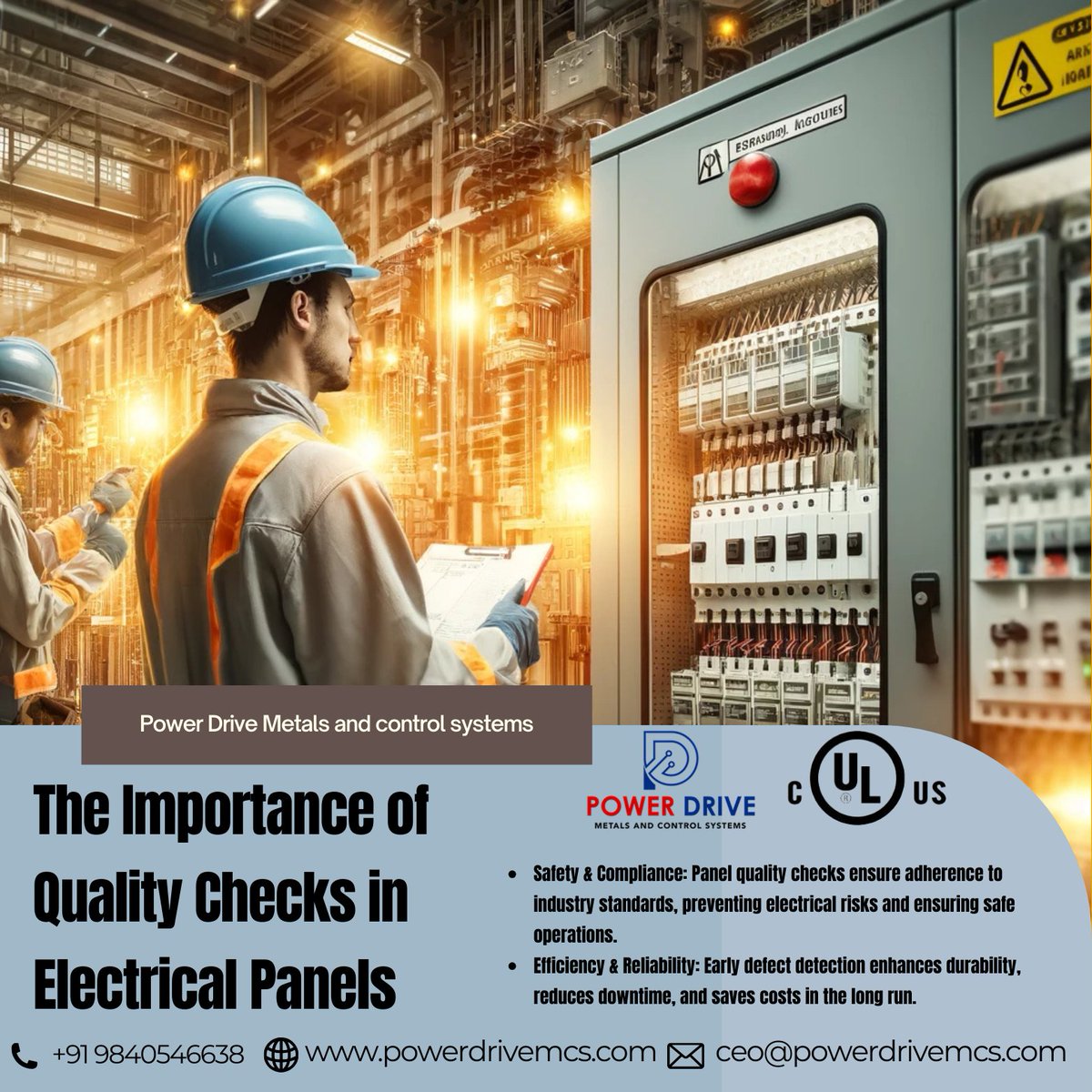 PowerDrive2020's tweet image. The Importance of Quality Checks in Electrical Panels

At Power Drive Metals and Control Systems, quality isn’t inspected at the end -  it’s built into every stage.

• Safety Assured 
• Standards Compliant 
• Reliable Performance 
• Customer Confidence 

#PowerDriveMCS #UL