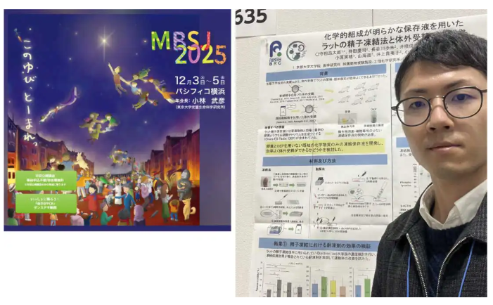 RBRC_iDED_jp's tweet photo. 第48回 日本分子生物学会年会が12月3日～5日、パシフィコ横浜（横浜市、神奈川県）で開催されました。
当室からは守田さんが「化学的組成が明らかな保存液を用いたラットの精子凍結法と体外受精法の開発」という内容でポスター発表を行いました。
https://t.co/lltMNGbIfl https://t.co/4G8azG2QNR