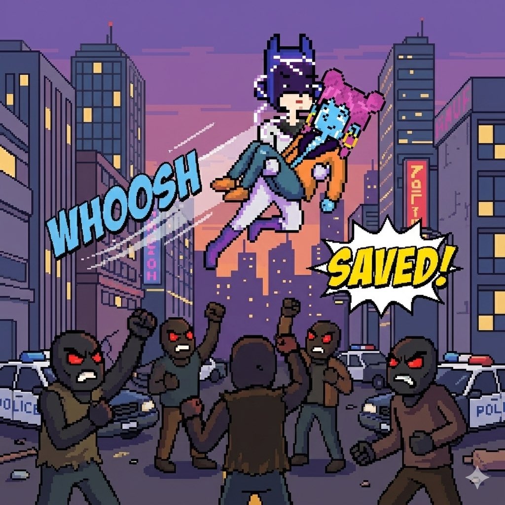 One of my <a href="/DotCity_base/">Dot City</a> citizens got in trouble so Batman came to save the day!