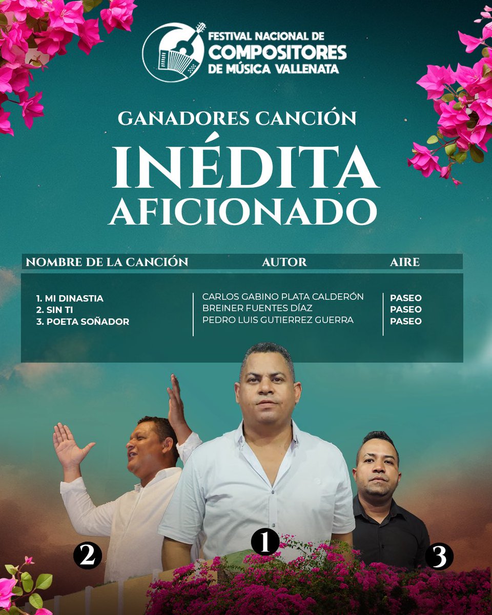 De la inspiración al aplauso, así se escribe este triunfo. 💛🎶
Hoy celebramos a los ganadores de Canción Inédita Categoría Aficionada, voces nuevas que mantienen viva la esencia y el sentimiento de nuestra música vallenata.