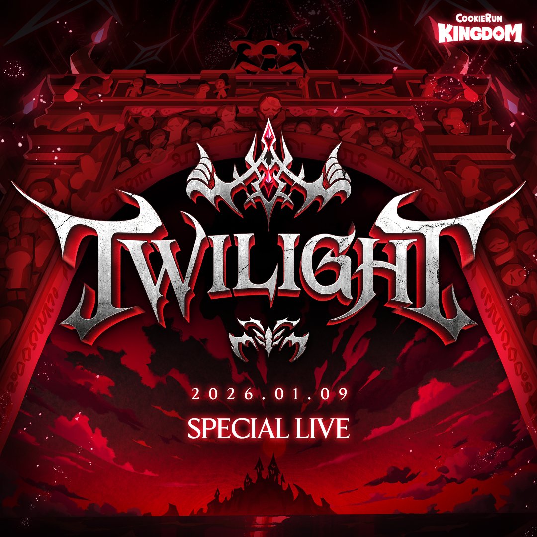 CRKingdomEN's tweet photo. 🎬Kingdom Special Livestream - TWILIGHT🌙

On January 9, the Kingdom Special Livestream - TWILIGHT is coming to you to celebrate the upcoming #CookieRunKingdom's 5th Anniversary!

From brand-new adventures to the Q&A session, where we answer questions sent in by our fans 💌, this livestream will be jam-packed with excitement!✨

Tune in to the Kingdom Special Livestream- TWILIGHT🌙, and join the start of the 5th Anniversary!💕

📅 Date: January 9, 12:00 (GMT+9) | January 8, 07:00 PM PT
📺 CookieRun: Kingdom's Official YouTube Channel: https://t.co/10hIHugDHo
💌 5th Anniversary Q&A Form: https://t.co/QXHpZgsLtm