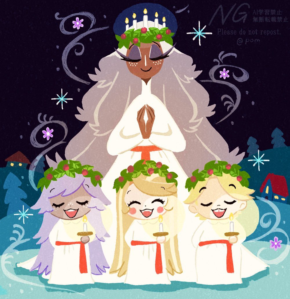 Have a wonderful Christmas💫

🇸🇪の伝統行事『聖ルシア祭』の衣装を参考にしました
#HazbinHotelFanart