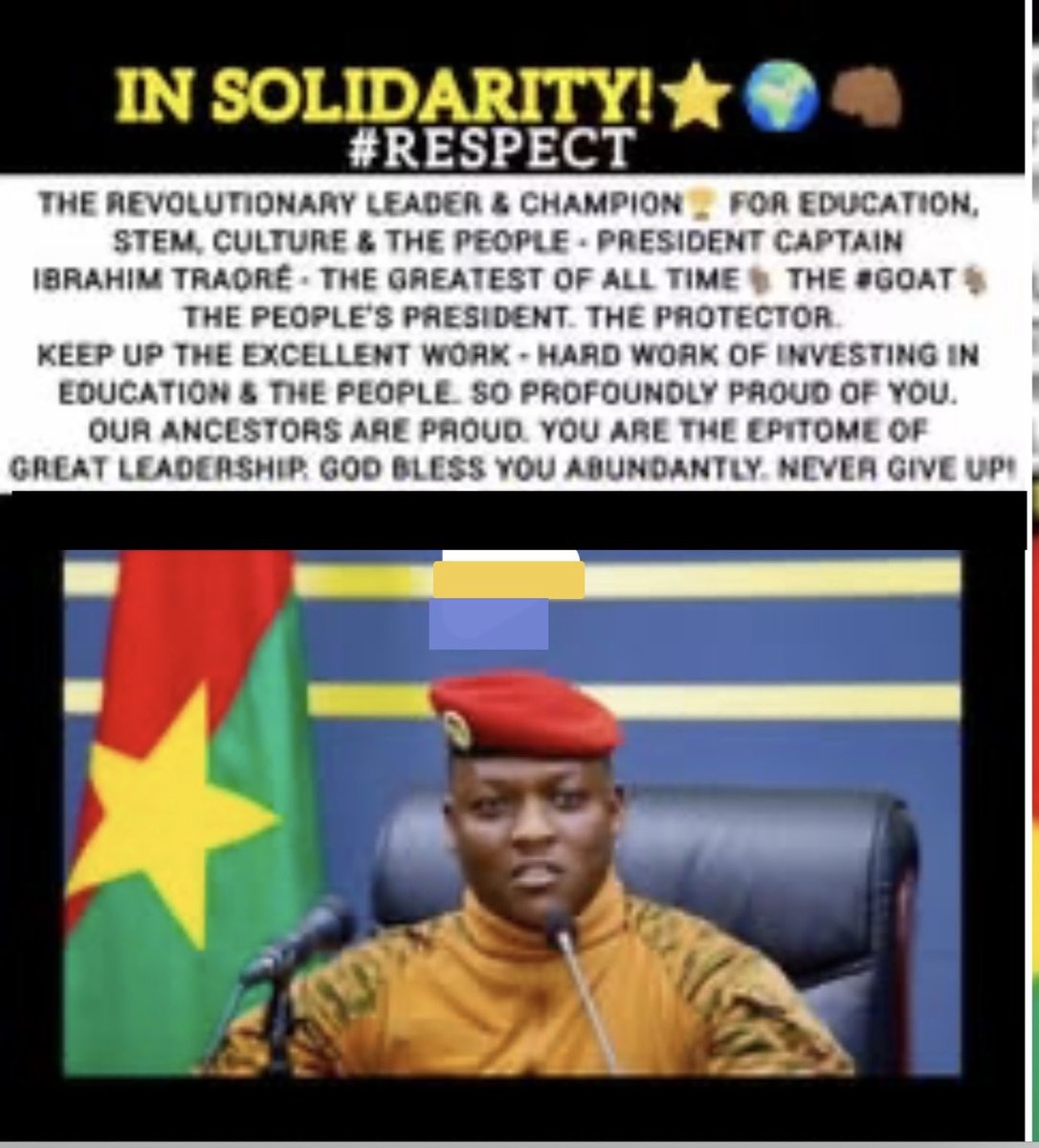 MaggieOmwenga's tweet image. A TOTAL MAN.👑❤️🫶🏾🐐

THE ONE &amp;amp; ONLY REVOLUTIONARY PRESIDENT CAPTAIN IBRAHIM TRAORÉ.🫶🏾

STRONG, HANDSOME, CARING, FOCUSED &amp;amp; STRATEGIC. THE PROTECTOR🫶🏾❤️ 

THE GREATEST OF ALL TIME🐐

YOU ARE ENOUGH. MORE THAN ENOUGH. OUR ANCESTORS ARE PROUD. SO SUPER PROUD OF YOU. SHINE ON!⭐️🌍👊🏾