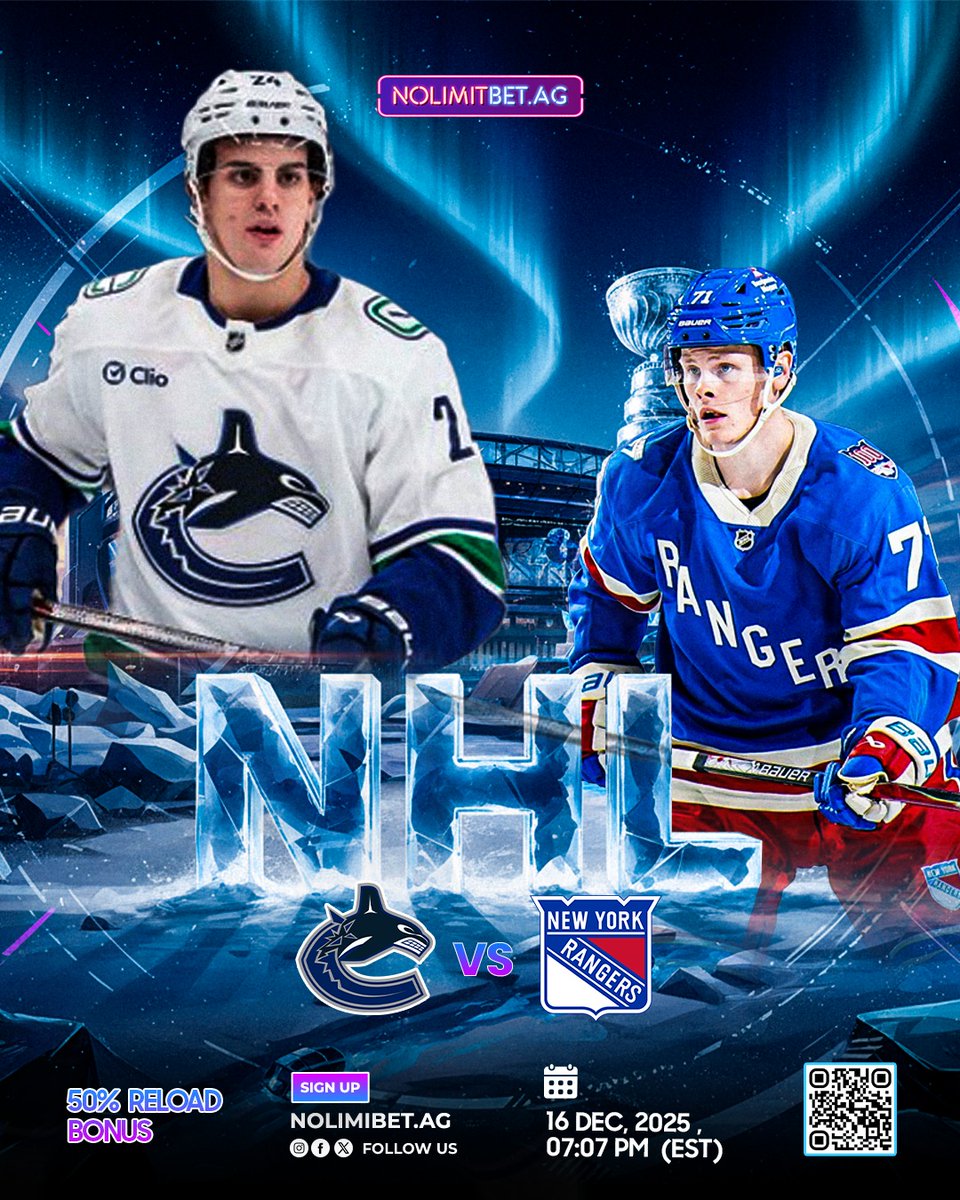 No_Limit_ag's tweet photo. ποΈ 16 DEC β’ π 7:07 PM
π Canucks vs π½ Rangers
Two sides. One sheet of ice. Big-game energy from the jump π₯π
#NHL #IceClash #HockeyFeels https://t.co/kRleKUdQmT
