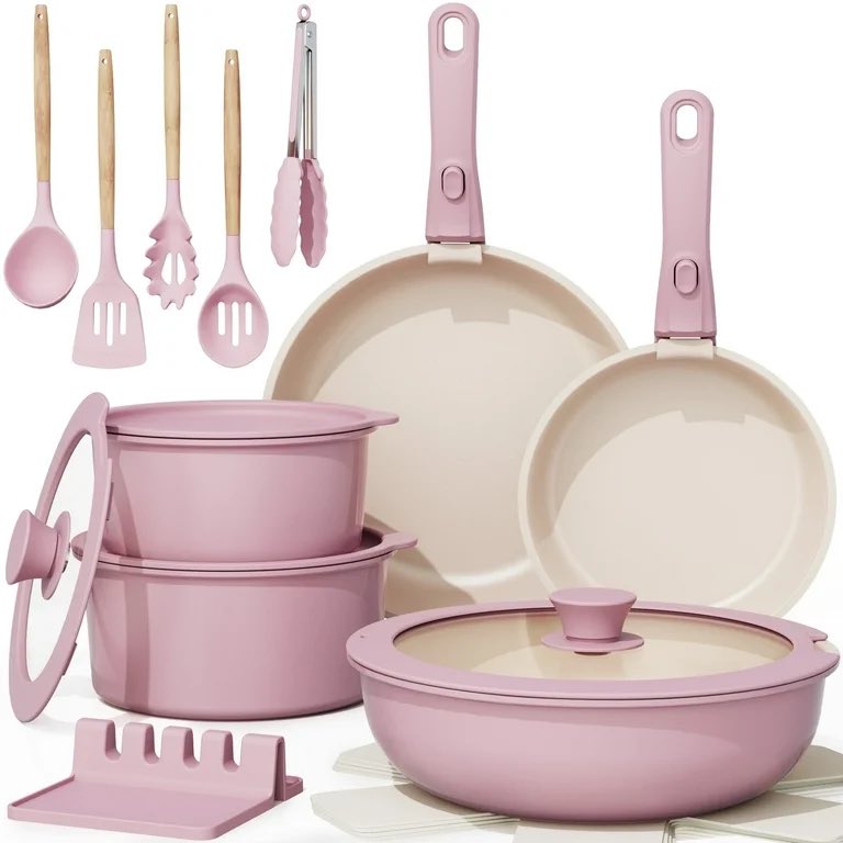 liquidlenspod's tweet image. Astercook 20-Piece Ceramic Pots and Pans Set, Nonstick Cookware Set with Detachable Handles, Oven Safe to 480°F, Induction Compatible, Stackable RV Kitchen Cooking Set, Pink
$69.99👉🏾 walmrt.us/4selJpt
#cookware  #giftsforher #walmartfinds