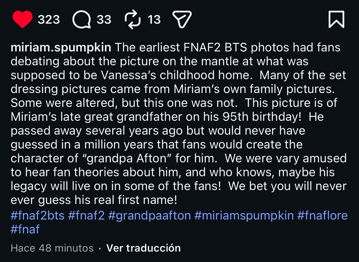 So it was GREAT grandpa Afton. It was the actual great grandfather of Young Vannesa’s actress, Miriam Spumpkin! 
Rest in peace ❤️‍🩹🕊️