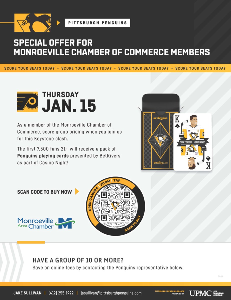 🎁Need a good holiday gift idea?! 

🐧🏒🥅 MACC members score exclusive discounted ticket pricing to the Pittsburgh Penguins vs. Philadelphia Flyers game at 7:00 PM on Thursday, Jan 15th 2026.

Link to purchase tickets ➡️ loom.ly/2QxWlkM