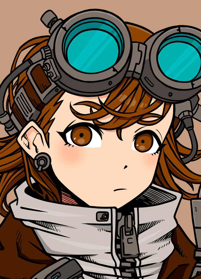 FLYACE_JPN's tweet photo. こう見えて腕利きのメカニックなんです🔧

#イラスト #illustration #cyberpunk https://t.co/epCUTimsUq