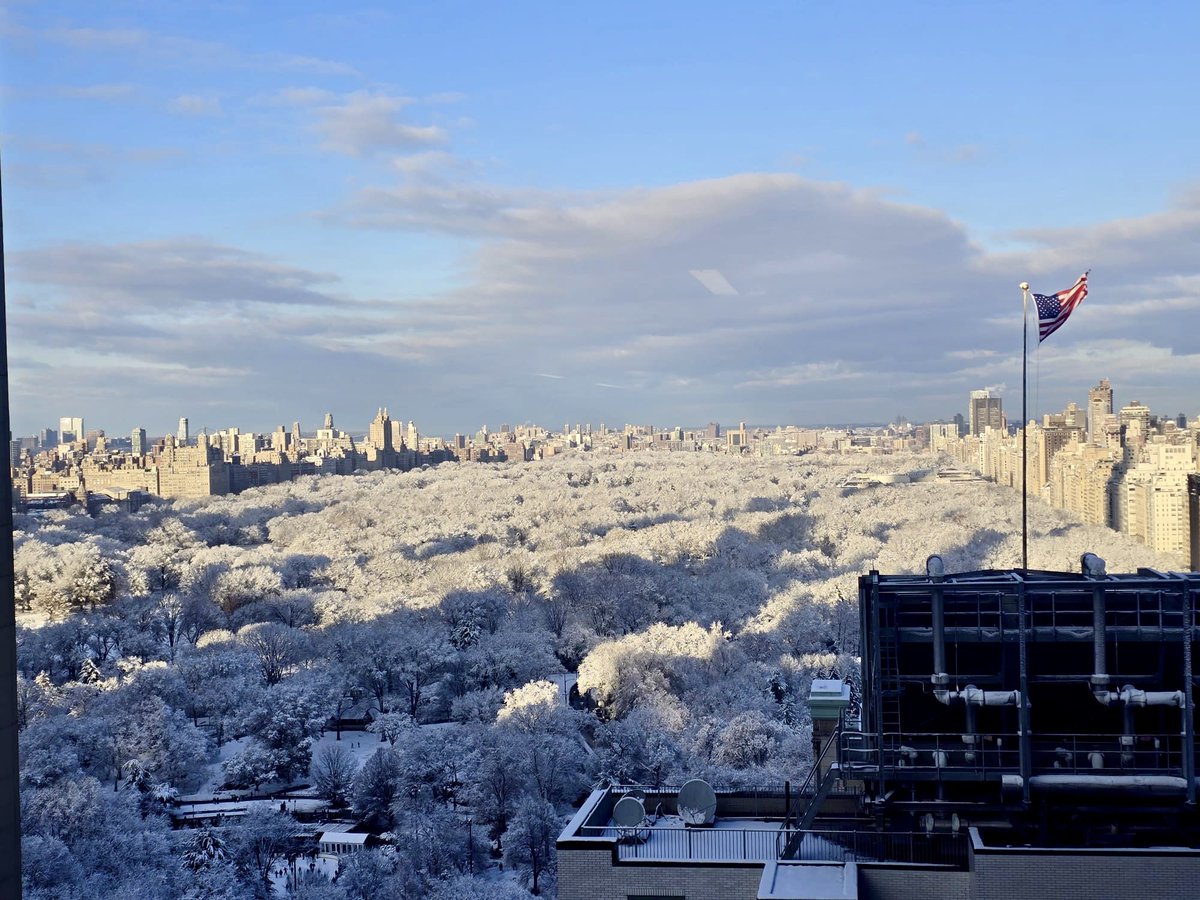 Wild shot from a friend looking out over the winter wonderland of Central Park this morning! #NYC