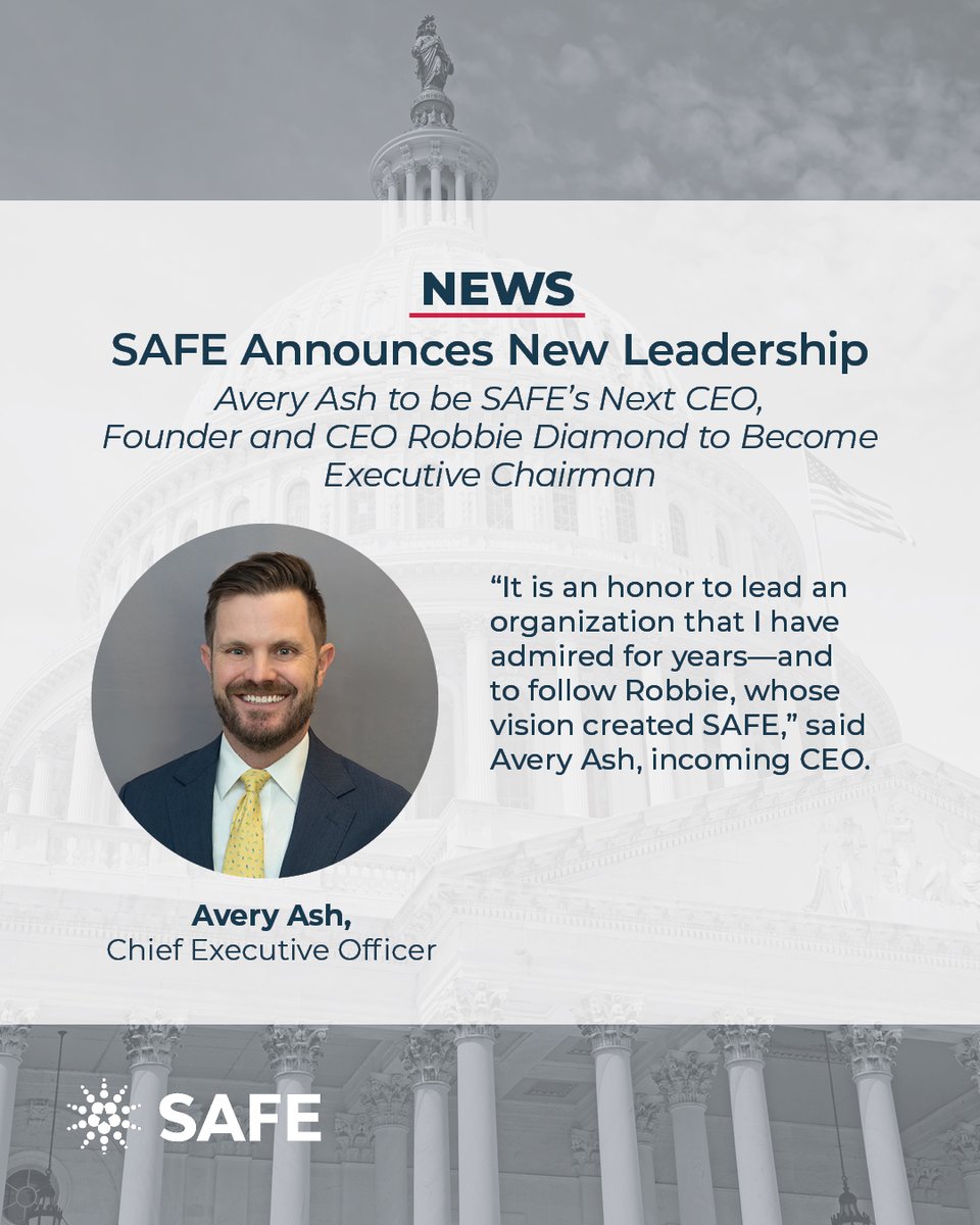 SAFE is proud to announce an important milestone in our 21st year: Our Founder and longtime CEO Robbie Diamond will assume the role of Executive Chairman, and <a href="/averyaash/">Avery Ash</a>, SAFE’s current Senior Vice President of Government Affairs and Special Initiatives, will become the
