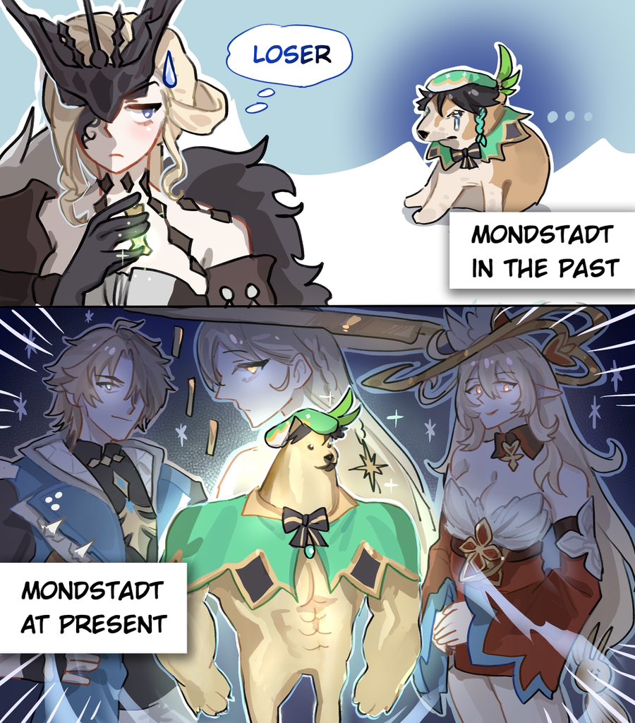 Past vs. Present #GenshinImapct #venti #alice #Varka