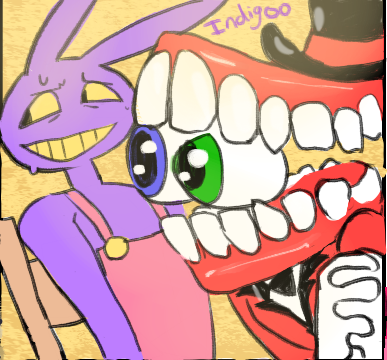 Thank to <a href="/oONiramiOo/">Nirami</a> for hosting a magma today even while sick! Get well soon, Vee! 

Drew this in there - the theme was #TADC  
Cannot believe Caine made an elaborate ruse just to go on a date with Jax bro