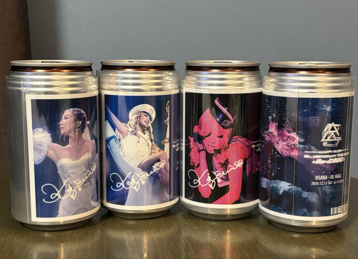 昨日、大阪城ホールで購入したオリジナルラベル缶！ 3/4個が電子サイン