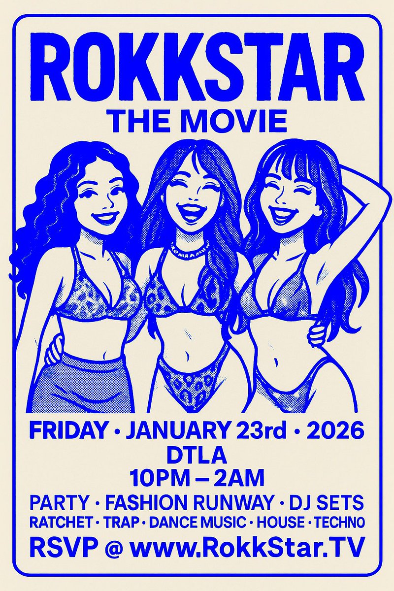 💎 ROKKSTAR: THE MOVIE 🎬✨
🗓️ Friday • January 23rd
👠 Fashion Runway • Party • DJ Sets
📍 DTLA | 10PM–2AM

🎟️ FREE entry with RSVP
📲 RokkStar.TV [<a href="/rokkstar/">Erdnuss Edmundi</a>]