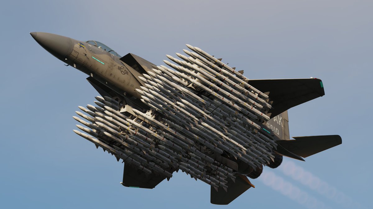 Missuta_T_0's tweet image. #今年一番伸びたツイートを貼る 
B-1Bの爆弾ラック？にAIM-120を取り付けたやつ。
ちなみにF-15Cの全パイロンにつけたバージョンもある